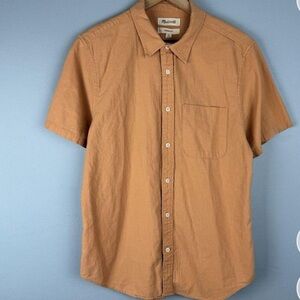 Madewell Men’s Orange Button Up Short Sleeve Shirt